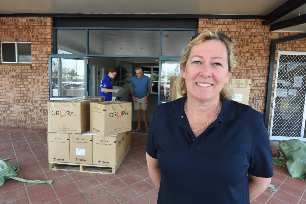 Fire Fun Run's Julie-Anne Kelly arrived in Taree with the bush fire relief donations. Photo: Scott Calvin.