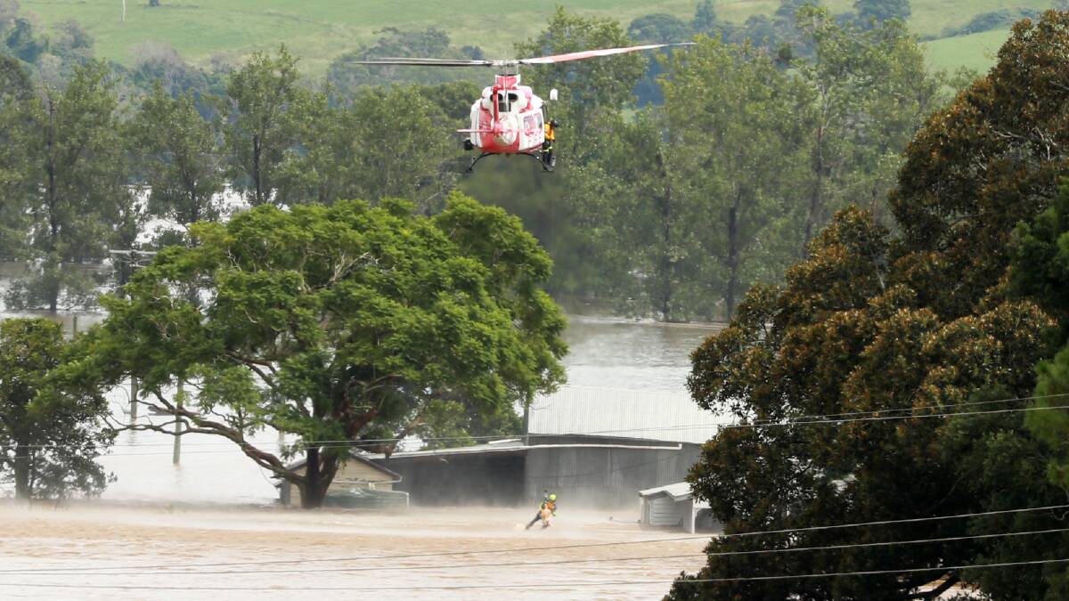 A Fire and Rescue NSW helicopter performed a rescue at Kolodong. Photo: Scott Calvin.