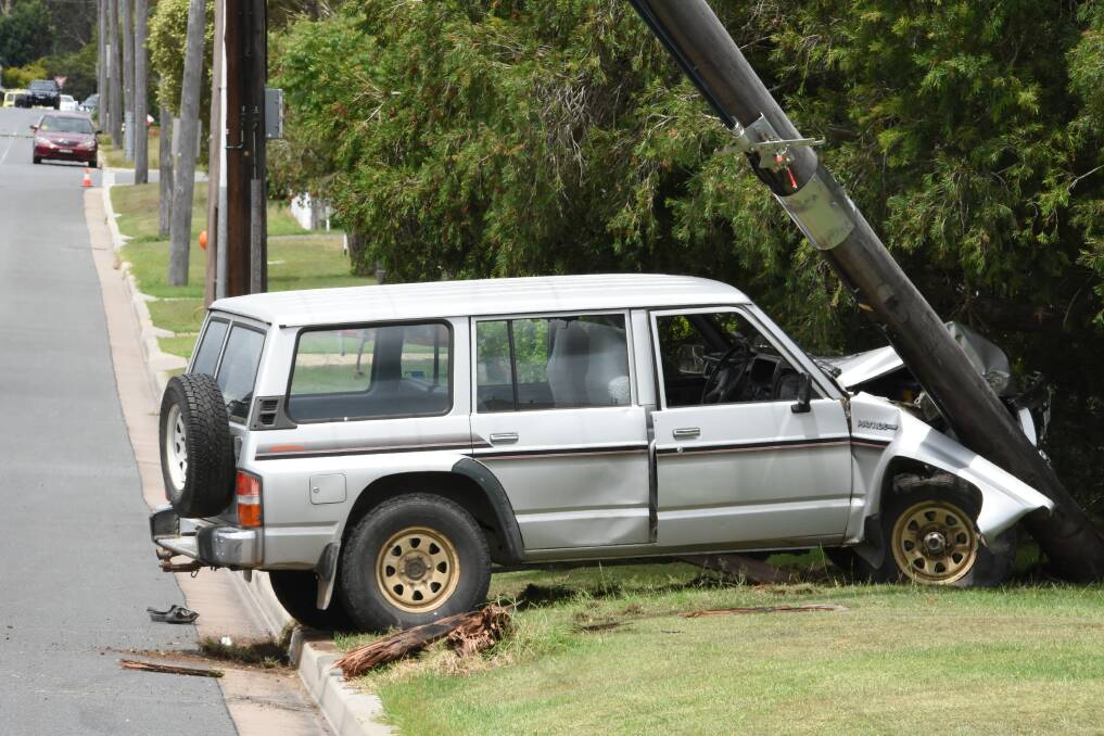 A 50-year-old driver crashed into a power pole on Cowper Street on December 4. Photo: Scott Calvin. 