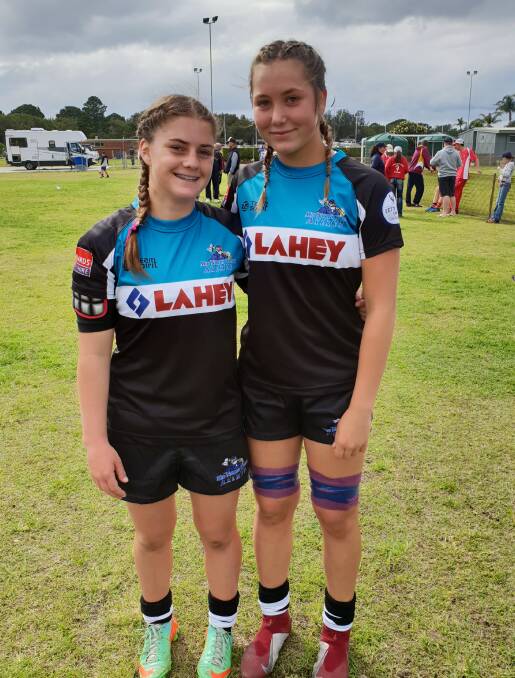 Lucy Green and Sienna Limpic played for the Mid North Coast under 15s girls team at last weekend's State seven-a-side championships at Tuncurry.