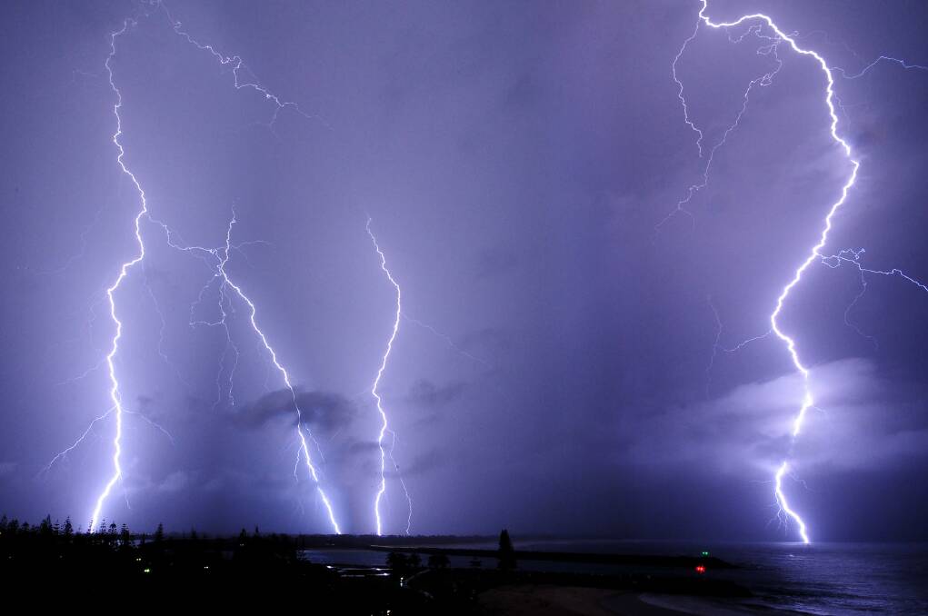 Bolt attack: This severe lightning storm, captured by Matt Attard over Town Beach in 2013, is common at this time of the year. The SES urge you to be storm ready.