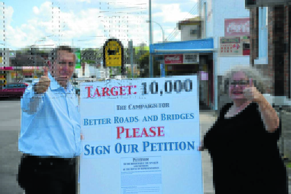Call for community support: Greater Taree City Councillors Peter Epov and Robyn Jenkins have personally launched a petition for better roads and bridges for Greater Taree. They want 10,000 signatures to their petition to present to federal parliament.