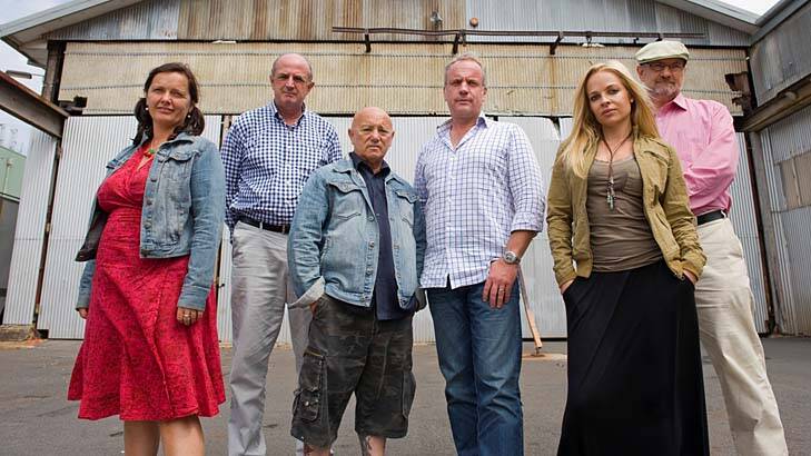Courage under fire … Catherine Deveny, Peter Reith, Angry Anderson, Michael Smith, Imogen Bailey and Allan Asher from the second series of <em>Go Back to Where You Came From</em>.