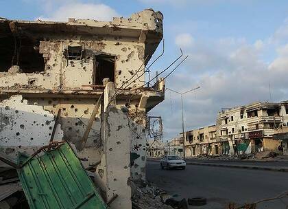 Ruins ... Misrata's deserted streets.