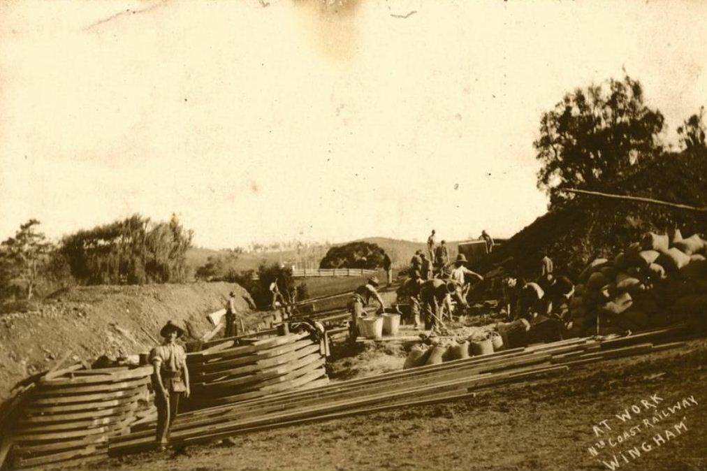 Railway construction - Manning Valley Historical Society photo